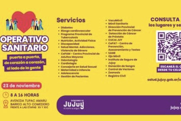 Operativo Sanitario integral se realizar&aacute; este jueves en Alto Comedero