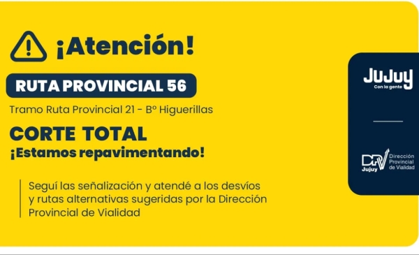 Repavimentaci&oacute;n en la RP 56: corte total de tr&aacute;nsito