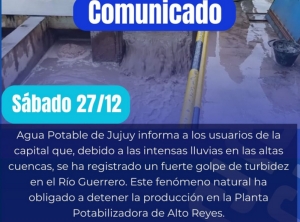 Emergenbcia H&iacute;drica. Cuatro barrios afectados por niveles de turbiedad