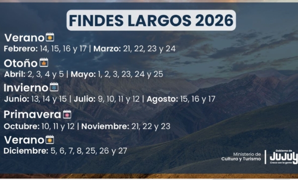 Findes largos del 2026 para disfrutar en Jujuy