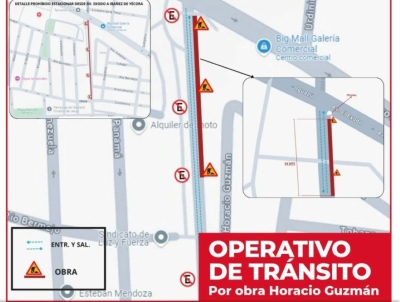 Por obras prohibir&aacute;n estacionar en av. Dr. Horacio Guzm&aacute;n