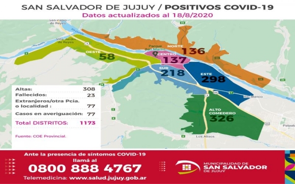 As&iacute; se distribuyen los casos positivos en Capital