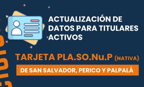 Tarjeta PLASONUP:actualizaci&oacute;n de datos para titulares activos
