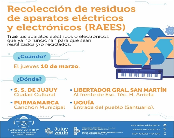 Recolectar&aacute;n residuos el&eacute;ctricos y electr&oacute;nicos