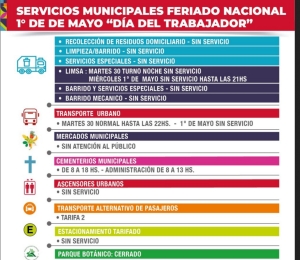 Servicios municipales por el D&iacute;a del Trabajador