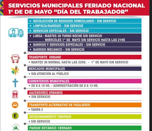 Servicios municipales por el D&iacute;a del Trabajador