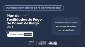 Canon de Riego: última semana para adherir al Plan de Facilidades de Pago