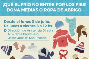 Inici&oacute; la campa&ntilde;a &ldquo;Que el fr&iacute;o no entre por los pies&rdquo; donando ropa de abrigo y medias