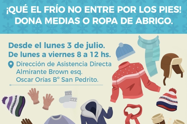 Inici&oacute; la campa&ntilde;a &ldquo;Que el fr&iacute;o no entre por los pies&rdquo; donando ropa de abrigo y medias