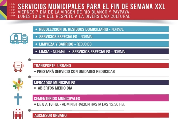 Servicios municipales para el fin de semana XXL
