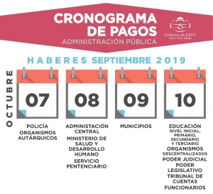 EL LUNES 7 INICIA EL CRONOGRAMA DE PAGOS