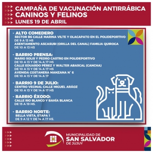 Lunes de vacunaci&oacute;n antirr&aacute;bica y castraciones