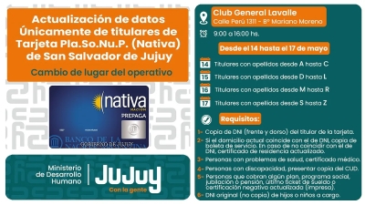 Tarjeta PLASONUP.Actualizaci&oacute;n de datos en el Club Lavalle