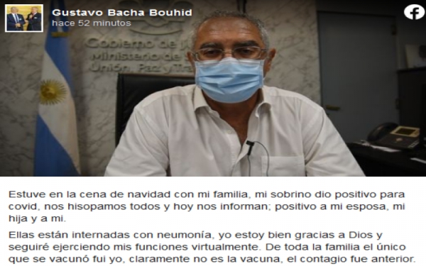 Ministro de Salud de Jujuy, Gustavo Bouhid, tiene coronavirus
