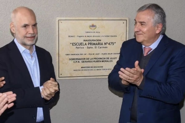 Morales y Larreta inauguraron cinco edificios educativos construidos con la energ&iacute;a de la Puna