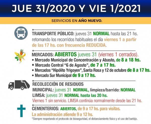 As&iacute; ser&aacute;n los servicios municipales por fin de a&ntilde;o