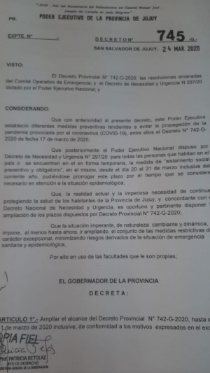 Jujuy amplia "Aislamiento social" hasta el 31 de marzo