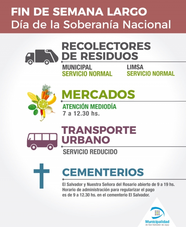 AS&Iacute; FUNCIONAR&Aacute;N LOS SERVICIOS MUNICIPALES EL LUNES 18