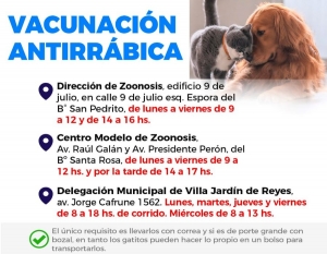 Municipio habilit&oacute; tres centros de vacunaci&oacute;n antirr&aacute;bica